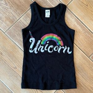 Black Tank Top with Rainbow Unicorn Design